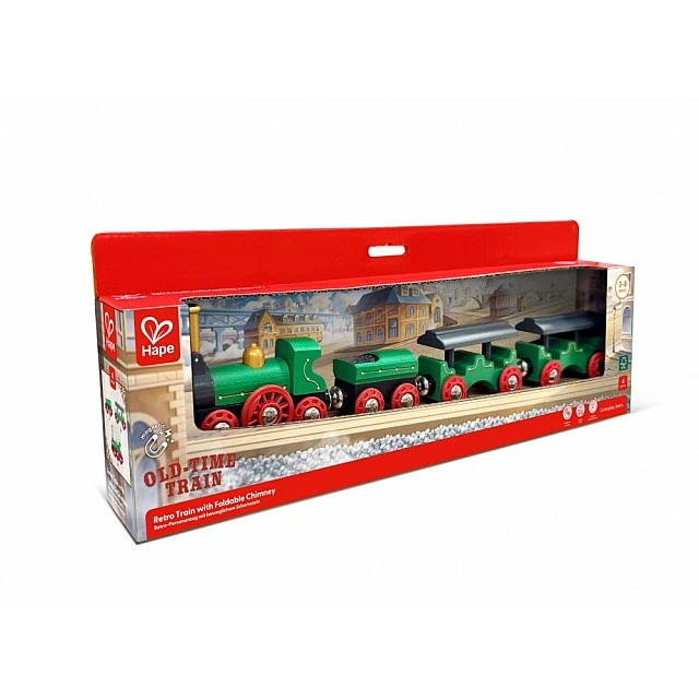 Wooden Retro Train, Hape, with folding chimney, 4 parts