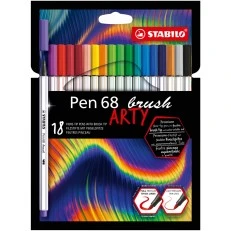 Комплект флумастери, Stabilo, Pen 68 Brush Arty ST568/18-21-20, 18 цвята