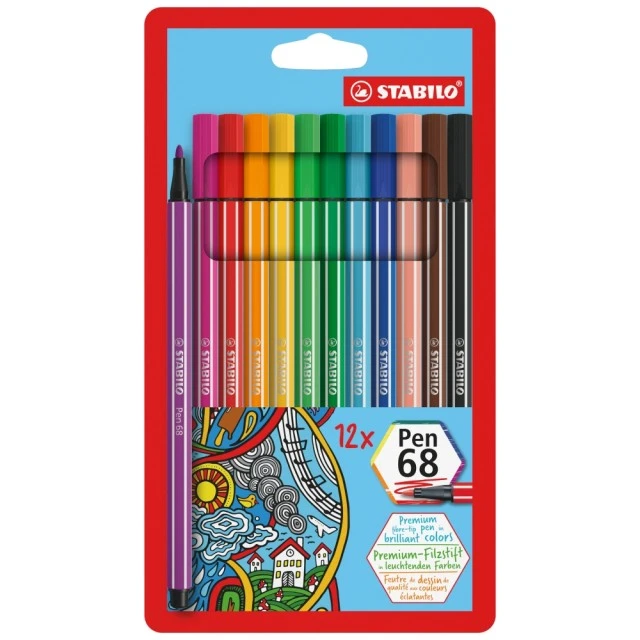 Set of markers, Stabilo, Pen 68 ST6812-7, 12 colors