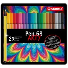 Комплект флумастери, Stabilo, Pen 68 Arty ST6820-6 метална кутия, 20 цвята