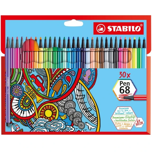 Комплект флумастери, Stabilo, Pen 68 ST6830-7, 30 цвята