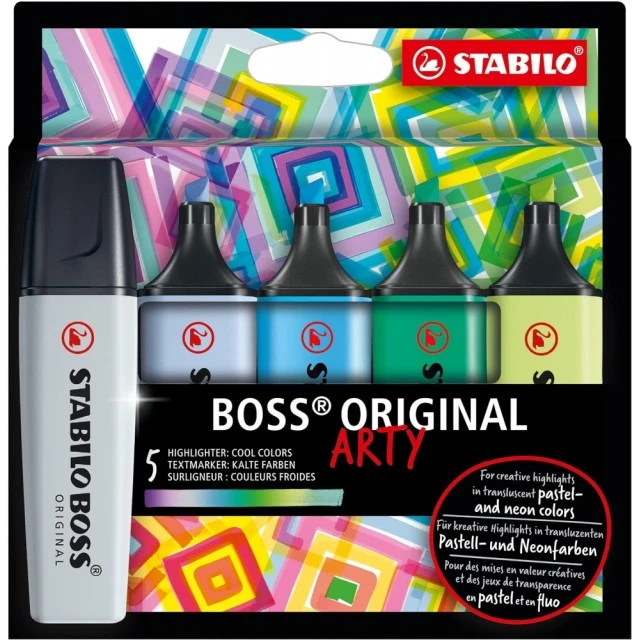 Комплект текст маркери, Stabilo, Boss Original Arty Cool Colors ST70/5-02-2-20, 5 цвята
