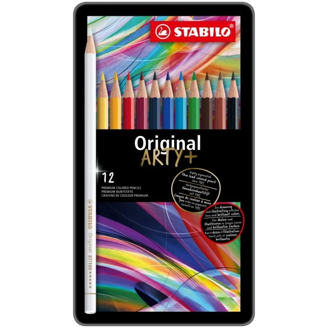 Комплект цветни моливи, Stabilo, Arty Original metal box ST8773-6, 12 цвята