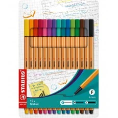 Комплект тънкописци, Stabilo, Point 88 ST8815, 15 цвята
