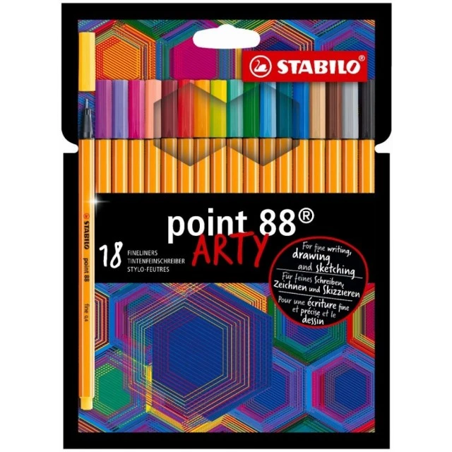 Комплект тънкописци, Stabilo, Point 88 Arty ST8818/1-20, 18 цвята