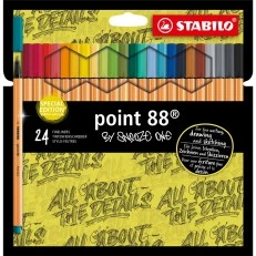 Комплект тънкописци, Stabilo, Point 88 Snooze One ST8824/1-06, 24 цвята