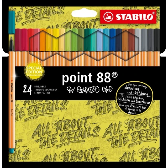 Ballpoint pen set, Stabilo, Point 88 Snooze One ST8824/1-06, 24 colors