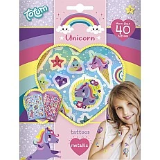 Комплект временни татуировки Еднорог, 40 броя
