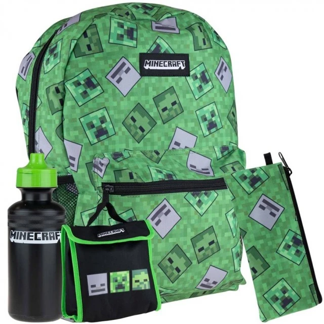 MINECRAFT Creeper 4 Piece Student Set Backpack and Accessories