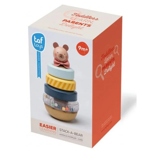 Baby toy, Taf Toys, Tower with rings for stringing, Teddy bear