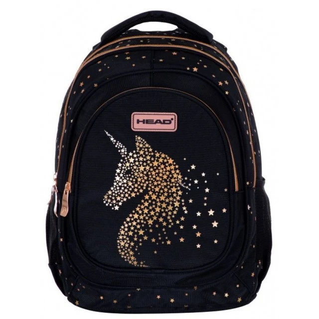 School backpack, Head, Golden Unicorn, 39x28x15cm