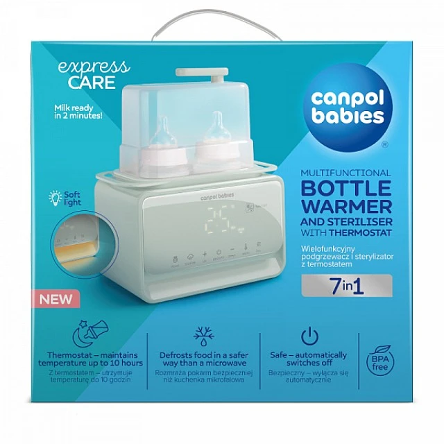 7-in-1 bottle warmer and sterilizer with thermostat and lamp