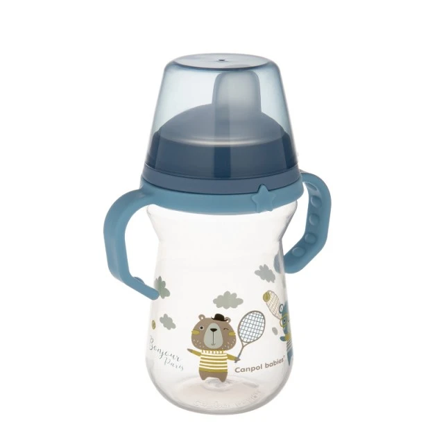 Cup with straw 250 ml BONJOUR PARIS blue