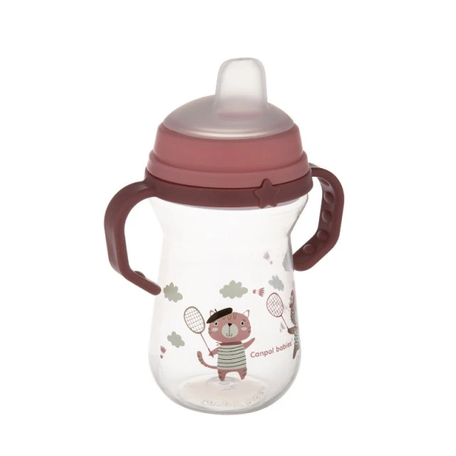 Cup with straw 250 ml BONJOUR PARIS pink