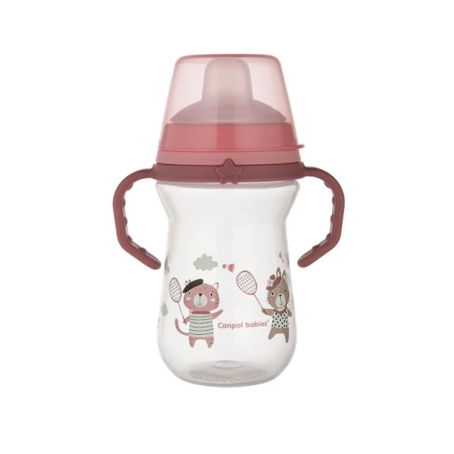 Cup with straw 250 ml BONJOUR PARIS pink