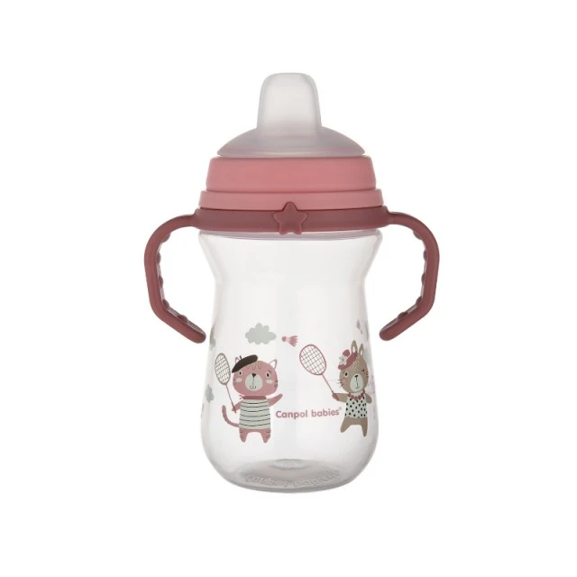 Cup with straw 250 ml BONJOUR PARIS pink