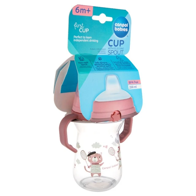 Cup with straw 250 ml BONJOUR PARIS pink