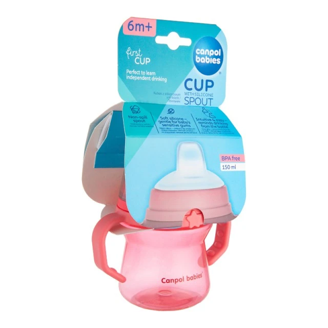 Cup with straw 150 ml pink