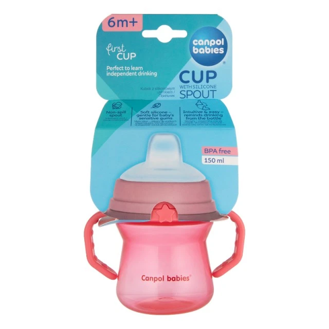 Cup with straw 150 ml pink
