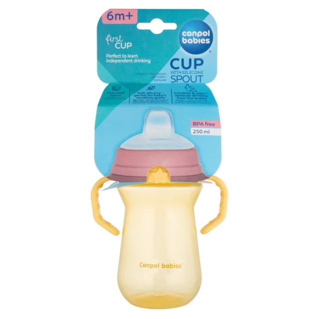 Cup with straw 250 ml yellow