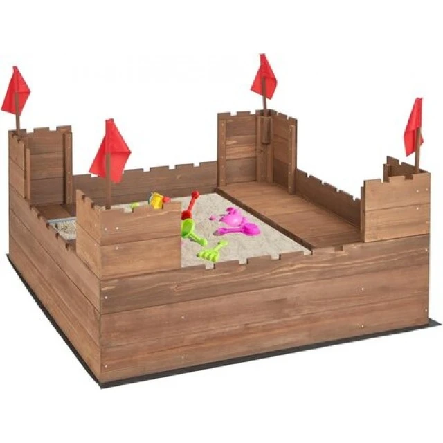 Wooden sandbox with benches Castle, Costway