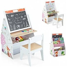 Children's Desk and Book Organizer 3 in 1 white/gray, Costway