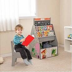 Children's Desk and Book Organizer 3 in 1 white/grey, Costway