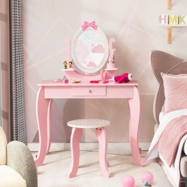 Children’s Wooden Dresser with a chair, Costway