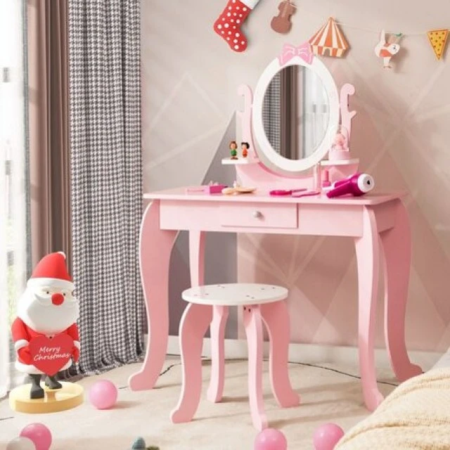Children’s Wooden Dresser with a chair, Costway