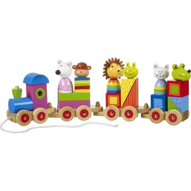 Large wooden train, puzzle and sorter - Animals Collection