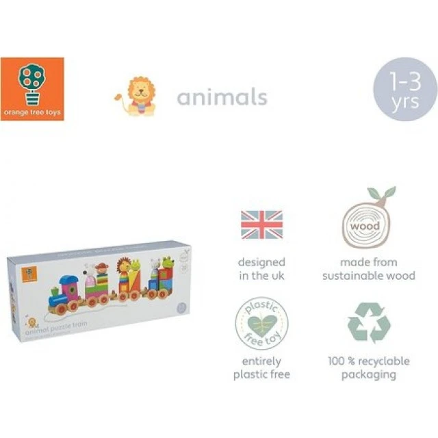 Large wooden train, puzzle and sorter - Animals Collection
