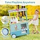 Wooden mobile ice cream cart with accessories, Costway
