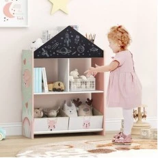 Детска дървена етажерка за книжки и играчки, 3в1, Costway