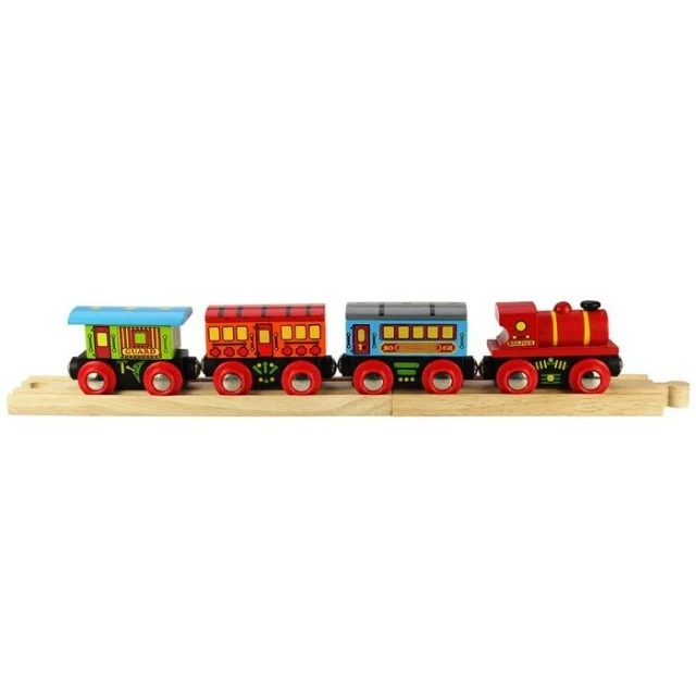 Bigjigs - Wooden toy - Retro passenger train with rails