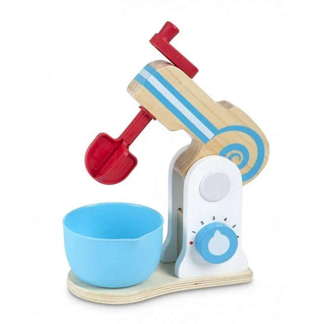 Wooden mixer with accessories