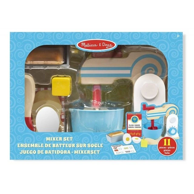 Wooden mixer with accessories
