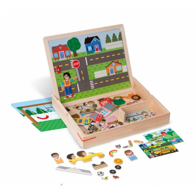 Wooden magnetic game with situations
