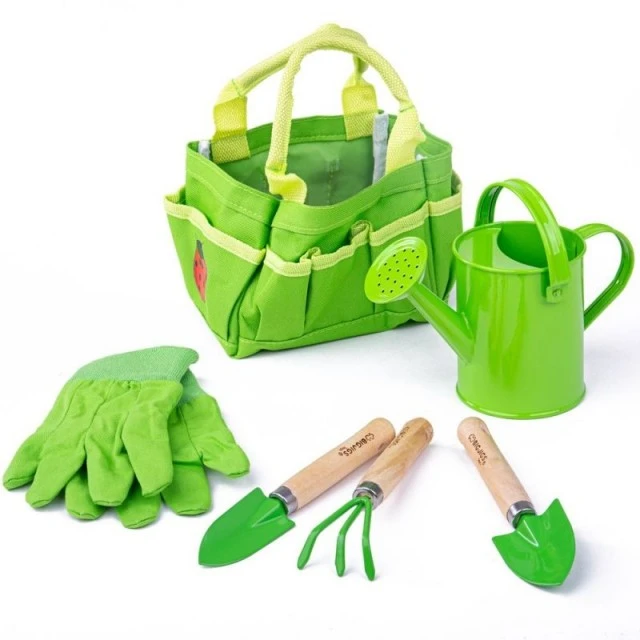 Garden tools in a textile bag