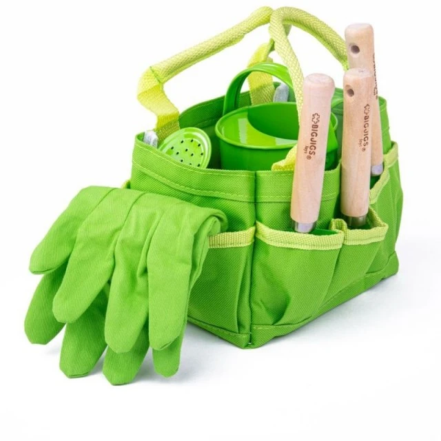 Garden tools in a textile bag