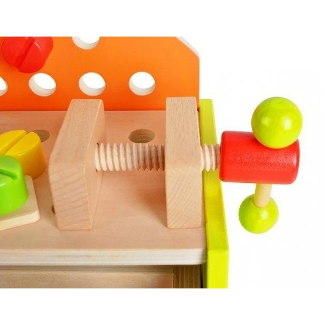 Wooden children’s workshop with tools