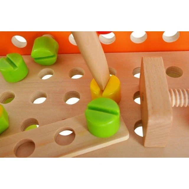 Wooden children’s workshop with tools