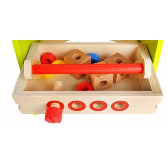 Wooden children’s workshop with tools