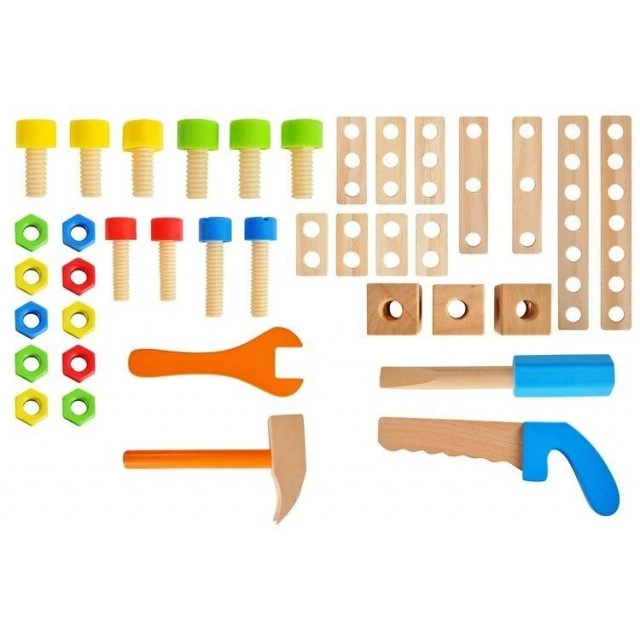 Wooden children’s workshop with tools