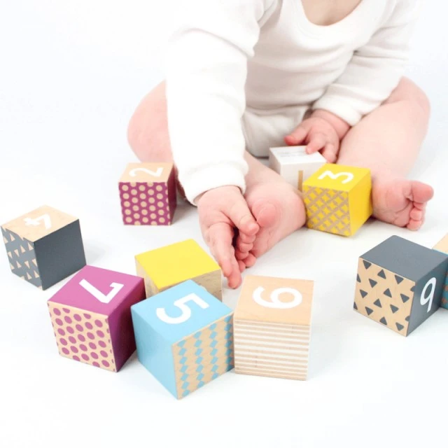 Children’s wooden cubes with numbers