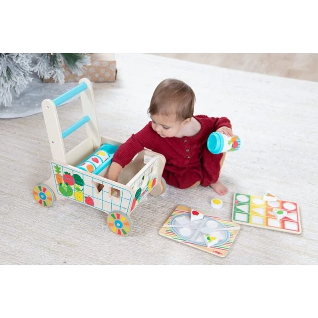 Melissa & Doug - Дървена количка - сортер с хранителни продукти