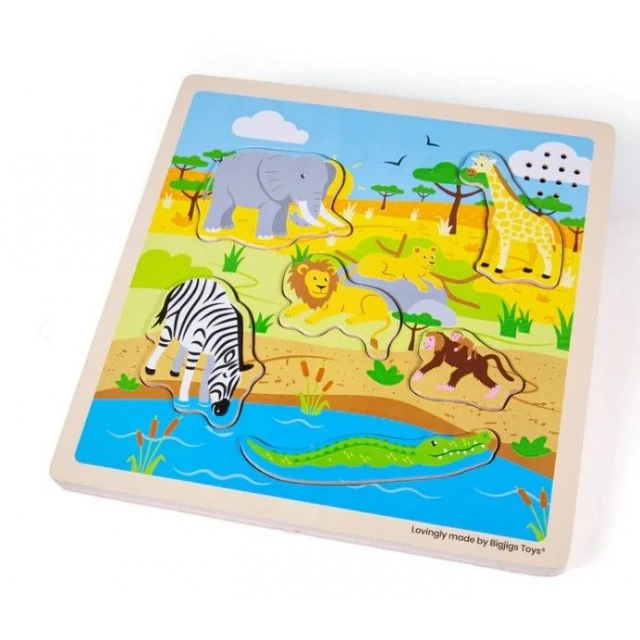 Bigjigs - Wooden puzzle with sounds - Safari