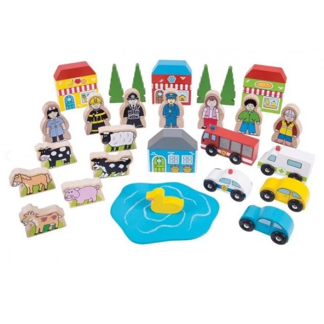 Bigjigs - Wooden Figure Set - Trackside