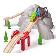 Bigjigs - Влаков комплект с релси - Скалиста планина