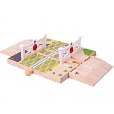 Bigjigs - Влаков комплект - Дървен железопътен прелез с рампи