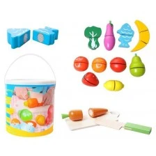 Дървени играчки за готвене - Плодове и зеленчуци с кофа